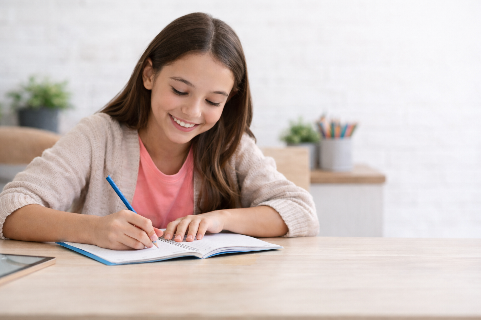 Girl writing in notebook