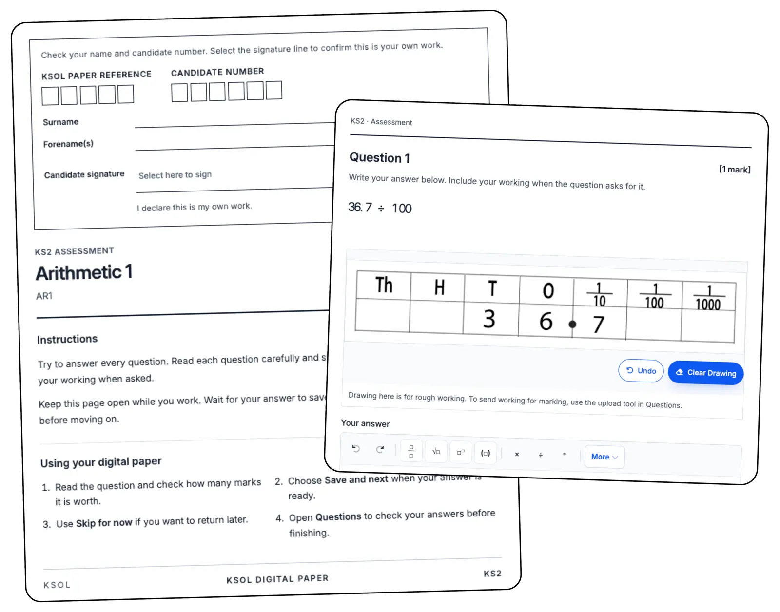 Example teacher-marked KSOL assessment